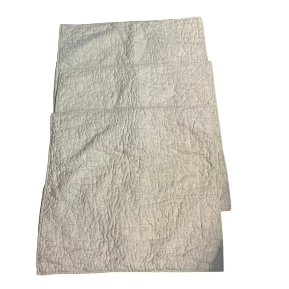 Lot of 3 Pottery Barn Euro Pillow Shams Covers Linen Beige Textured